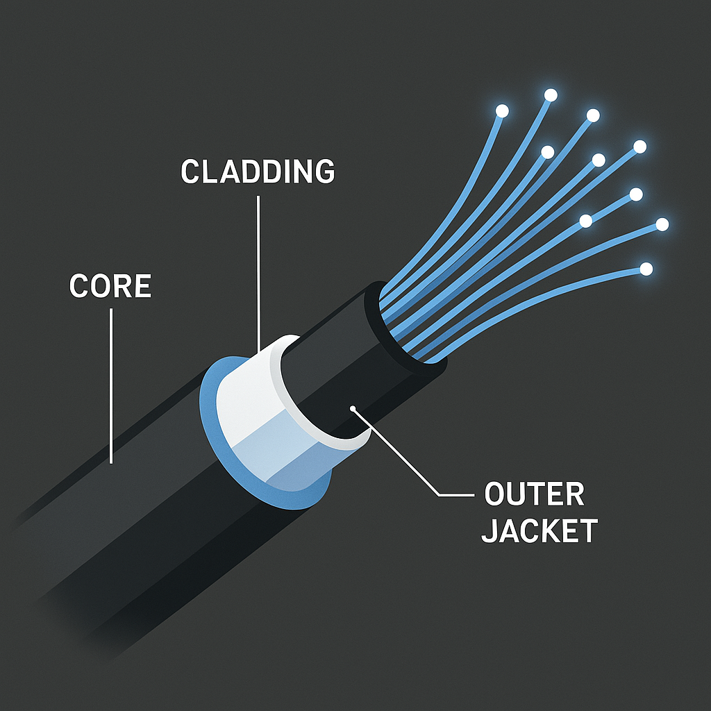 فیبر نوری از چه قسمت هایی تشکیل شده است؟
